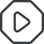 Line, up, normal, octagon, arrow, video, play, mp3, player, pause icon
