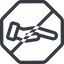 Line, down, normal, octagon, horizontal, mirror, prohibited, healthcare, help, care, gift, hand, giving, giving-hand, love, give icon