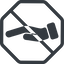 Line, down, normal, octagon, prohibited, healthcare, help, care, gift, hand, giving, giving-hand, love, give, giving-hand-solid icon