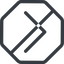Line, right, normal, octagon, arrow, direction, prohibited, chevron icon