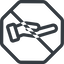 Line, up, normal, octagon, prohibited, healthcare, help, care, gift, hand, giving, giving-hand, love, give icon
