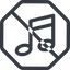 Line, normal, octagon, prohibited, mute, unmute, music, note, musical, notes icon