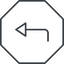 Thin, line, down, octagon, sign, confirm, horizontal, mirror, arrow, key, submit, send, return, enter, return-sign, return-sign-thin icon