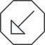 Thin, line, down, octagon, arrow, corner, arrow-corner-thin icon