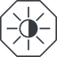 Thin, line, down, octagon, star, light, brightness, luminosity, intensity, brilliance, lighter, darker, dark, mode, Illumination, sun, shine, flash, ray, brightness-thin, brightness-thin-half, brightness-half icon
