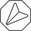 Thin, line, down, octagon, message, paper, messaging, plane, airplane, aeroplane, submit, send, paper-plane, paper-plane-thin-alt icon