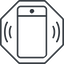 Thin, line, down, solid, octagon, iphone, phone, mobile, android, gsm, smartphone, cell, bell, ring, ringing, ringtone, smartphone-ringing-thin icon