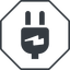 Thin, line, left, octagon, horizontal, mirror, electricity, plug, charge, charger, electric, electrics, electrical, plug-alt icon