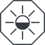 Thin, line, left, octagon, star, light, brightness, luminosity, intensity, brilliance, lighter, darker, dark, mode, Illumination, sun, shine, flash, ray, brightness-thin, brightness-thin-half, brightness-half icon