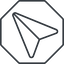 Thin, line, left, octagon, message, paper, messaging, plane, airplane, aeroplane, submit, send, paper-plane, paper-plane-thin-alt icon