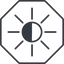 Thin, line, up, octagon, star, light, brightness, luminosity, intensity, brilliance, lighter, darker, dark, mode, Illumination, sun, shine, flash, ray, brightness-thin, brightness-thin-half, brightness-half icon