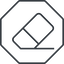 Thin, line, octagon, remove, eraser, erase, rubber, eraser-alt-thin, eraser-alt icon