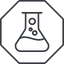 Thin, line, up, octagon, bubble, bubbles, graduated, erlenmeyer, chemical, flask, lab, laboratory, chemistry, potion, glassware, conical, bubbling, boiling, bulbous, erlenmeyer-bubbling-alt-thin icon