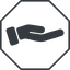 Thin, line, up, octagon, healthcare, help, care, gift, hand, giving, giving-hand, love, give, giving-hand-solid icon