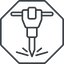 Thin, line, octagon, tool, construction, noise, jackhammer, demolition, concrete, pneumatic, mining, drill, mining-dril, jackhammer-alt-thin icon