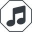 Thin, line, octagon, mute, unmute, music, note, musical, notes, music-solid icon