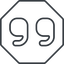 Thin, line, up, octagon, mark, quote, quotation, citation, quote-thin, quotation-mark, double-quotes icon