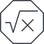 Thin, line, solid, square, octagon, root, formula, equation, math, mathematics, square-root, square-root-thin, mathematical, maths icon