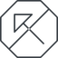 Thin, line, left, octagon, arrow, prohibited, corner, arrow-corner-thin icon
