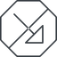 Thin, line, right, octagon, arrow, prohibited, corner, arrow-corner-thin icon