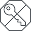 Thin, line, right, octagon, prohibited, unlocked, unlock, locked, lock, key, access, security, key-alt-thin icon