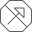 Thin, line, up, octagon, arrow, prohibited, corner, arrow-corner-thin icon