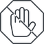 Thin, line, up, solid, octagon, prohibited, hand, stop, fingers, hand-thin icon