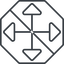 Thin, line, up, octagon, arrow, direction, prohibited, expand, arrows, move, move-thin icon