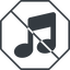 Thin, line, octagon, prohibited, mute, unmute, music, note, musical, notes, music-solid icon