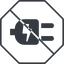 Thin, line, up, octagon, prohibited, electricity, plug, charge, charger, electric, electrics, electrical, plug-alt icon