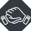 Thin, down, solid, octagon, business, hand, handshake, shake, agreement, deal, hands, shaking, agree, handshake-thin icon