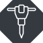 Thin, up, solid, octagon, tool, construction, noise, jackhammer, demolition, concrete, pneumatic, mining, drill, mining-dril, jackhammer-thin icon