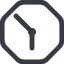 Line, down, wide, octagon, horizontal, mirror, clock, time, meeting, hour, minute, hours, minutes, clock-wide icon