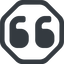 Line, down, wide, octagon, mark, quote, quotation, citation, quote-solid, quotation-mark, double-quotes icon