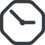 Line, right, wide, octagon, clock, time, meeting, hour, minute, hours, minutes, clock-wide icon