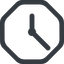 Line, up, wide, octagon, horizontal, mirror, clock, time, meeting, hour, minute, hours, minutes, clock-wide icon