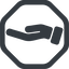 Line, up, wide, octagon, horizontal, mirror, healthcare, help, care, gift, hand, giving, giving-hand, love, give, giving-hand-solid icon