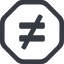 Line, wide, octagon, sign, not, symbol, math, mathematics, inequality, mathematical, equal, not-equal, different, not-equal-solid, maths icon