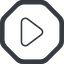 Line, up, wide, octagon, arrow, video, play, mp3, player, pause, play-thin icon