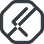 Line, left, wide, octagon, arrow, direction, prohibited, chevron, chevron-wide icon