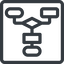 Thin, line, down, normal, square, computer, programming, algorithm, flowchart, process icon