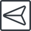 Line, down, normal, square, message, paper, messaging, plane, airplane, aeroplane, submit, send, paper-plane icon