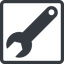 Line, down, normal, square, spanner, wrench, tool, mechanics, mechanical, repair, spanner-solid icon