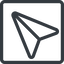 Line, left, normal, square, message, paper, messaging, plane, airplane, aeroplane, submit, send, paper-plane, paper-plane-alt icon