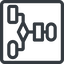 Thin, line, right, normal, square, computer, programming, algorithm, flowchart, process icon