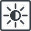 Line, up, normal, square, star, light, brightness, luminosity, intensity, brilliance, lighter, darker, dark, mode, Illumination, sun, shine, flash, ray, brightness-half icon