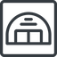 Line, normal, square, space, plane, airplane, helicopter, warehouse, hangar, aircraft, aviation, military, aerospace icon
