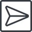 Line, up, normal, square, message, paper, messaging, plane, airplane, aeroplane, submit, send, paper-plane icon