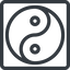 Line, normal, square, symbol, zen, yinyang, yin, yang, taoism, tao, china, taijitu, yin-yang icon