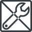 Line, up, normal, square, prohibited, spanner, wrench, tool, mechanics, mechanical, repair icon